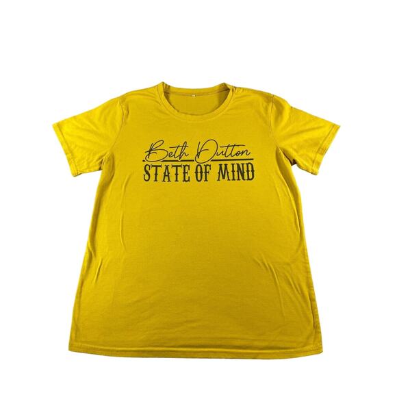 Yellowstone Beth Dutton Shirt Womens Medium Yellow State Of Mind TV Show Crazy - Picture 1 of 7